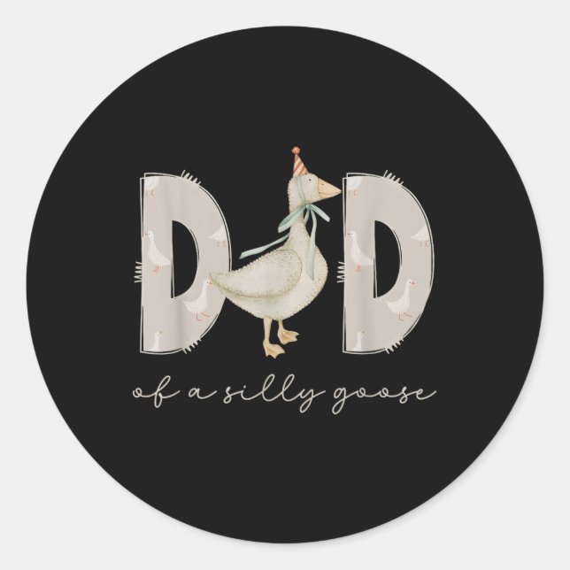 Sticker Rond One Silly Goose Daddy 1st First Birthday Family 20 (Devant)