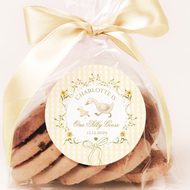 Sticker Rond One Silly Goose Gender neutral Wildflower (Créateur téléchargé)