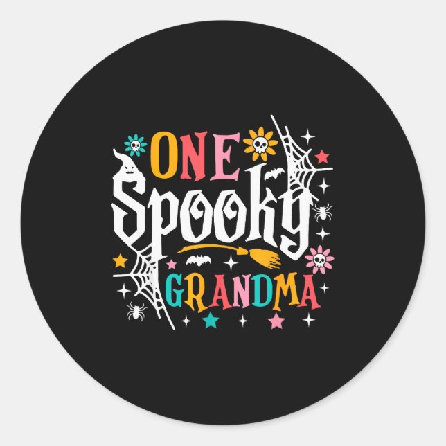 Sticker Rond One Soky Grandma Shirt Funny Halloween Soky Grandm (Devant)