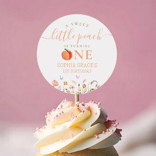 Sticker Rond One Sweet Peach Girl 1er anniversaire