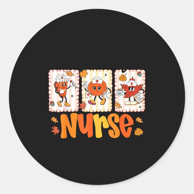 Sticker Rond One Thankful Nurse Thanksgiving Turkey Day Nurse G (Devant)