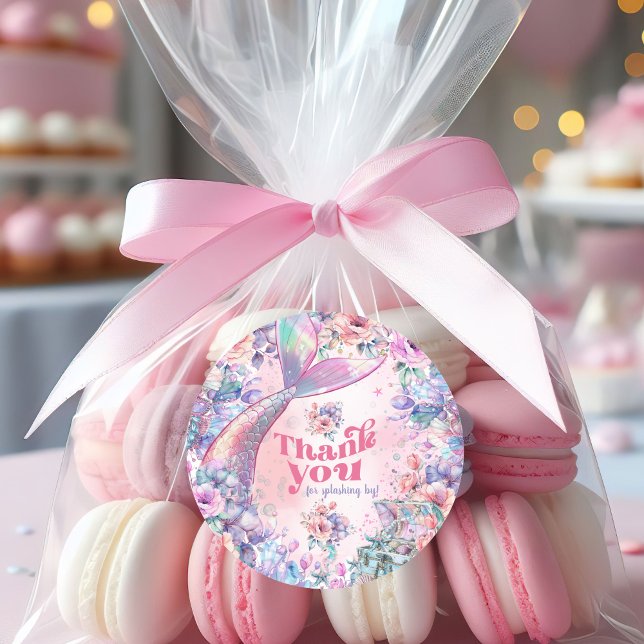 Sticker Rond Oneder The Sea Flower Glitter Mermaid Thank you (Créateur téléchargé)