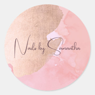 Sticker Rond Ongles d'or rose moderne