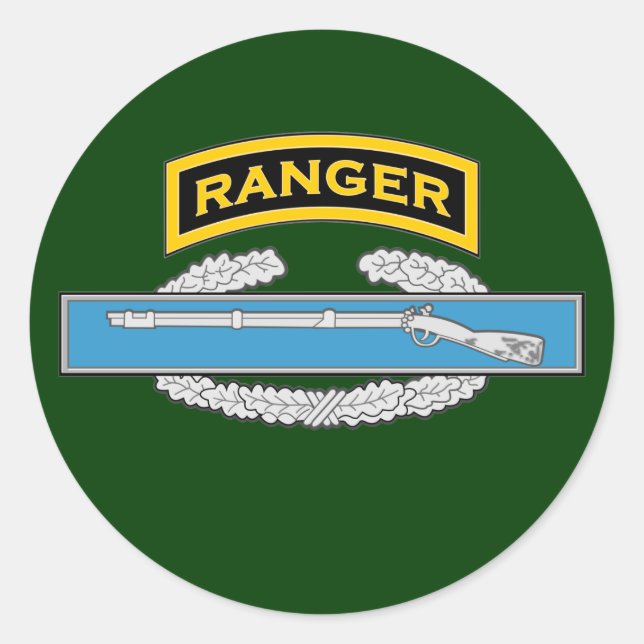 Sticker Rond Onglet Ranger & Badge Infantryman de combat (Devant)