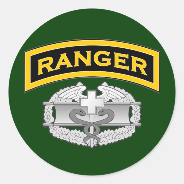 Sticker Rond Onglet Ranger et badge de la médaille de combat (Devant)