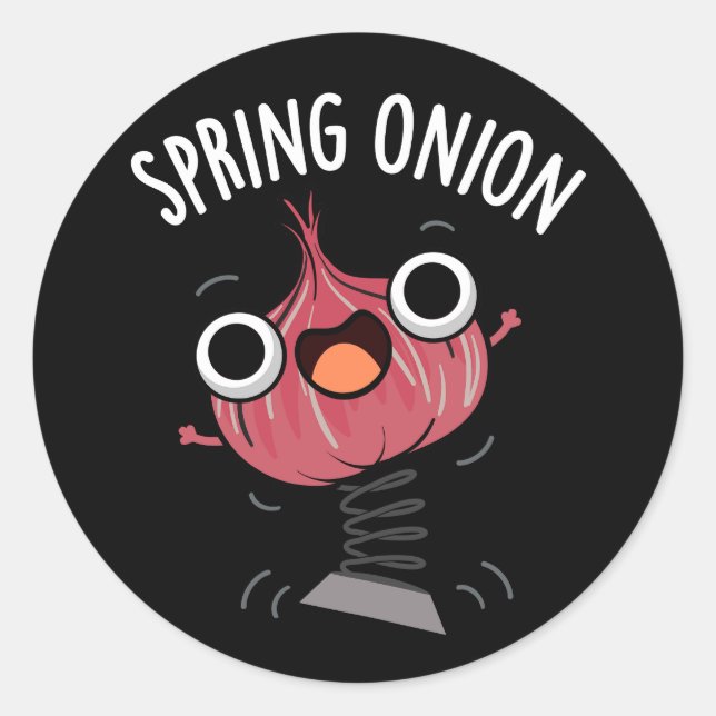 Sticker Rond Onion de printemps amusant Veggie Pun Dark BG (Devant)