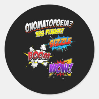 Sticker Rond Onomatopoeia_ Anglais Enseignant Sons Linguistique