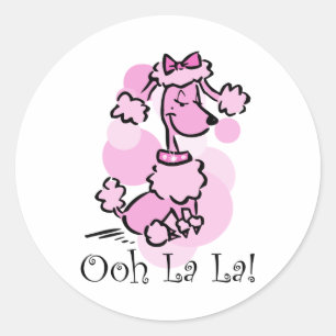 Sticker Rond Ooh La La Poodle