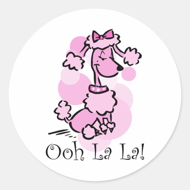 Sticker Rond Ooh La La Poodle (Devant)
