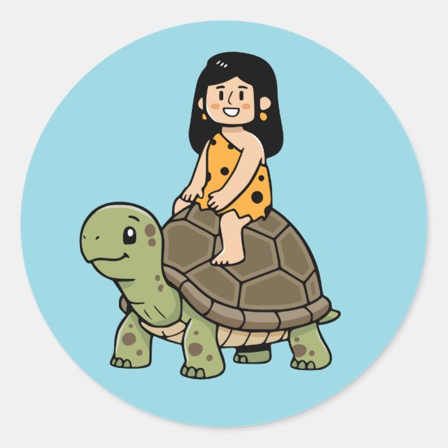 Sticker Rond Oona et la Tortue (Devant)