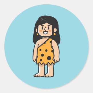 Sticker Rond Oona femme des cavernes