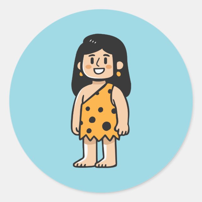 Sticker Rond Oona femme des cavernes (Devant)