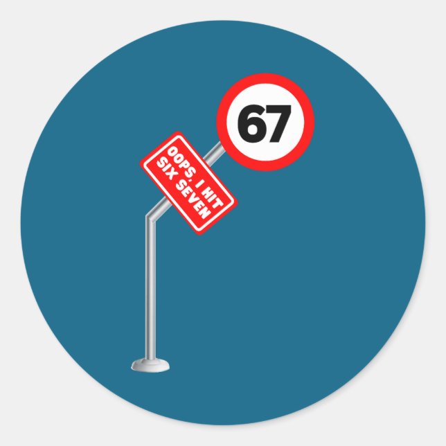 Sticker Rond Oops I Hit Six Seven 6 7 Meme Funny Brainrot Inter (Devant)