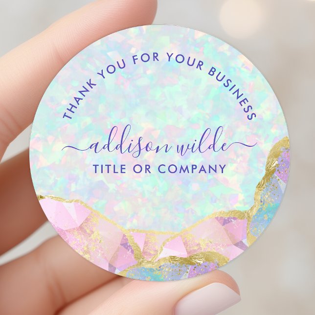 Sticker Rond Opal Gemstone Pastel Merci d'affaires (Créateur téléchargé)