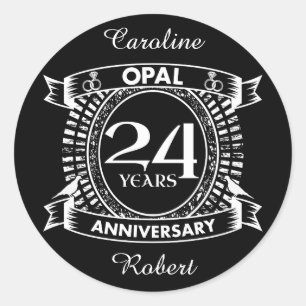 Sticker Rond Opale du 24e anniversaire du mariage