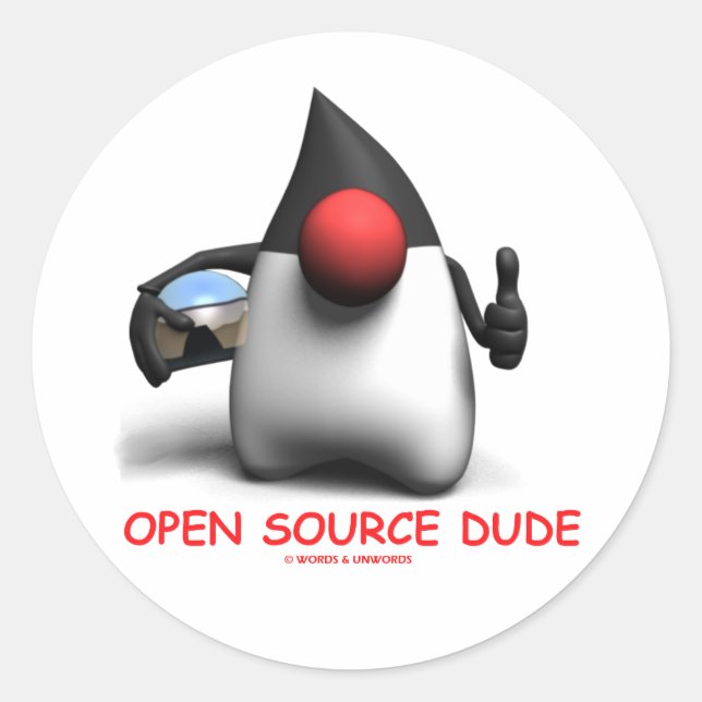 Sticker Rond Open Source Dude (Software Developer Duke) (Devant)