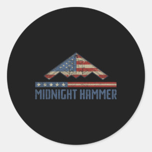 Sticker Rond Opération Midnight Hammer - Drapeau Usa Midnight H