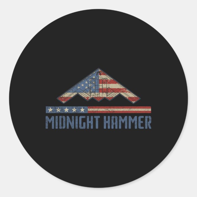 Sticker Rond Opération Midnight Hammer - Drapeau Usa Midnight H (Devant)