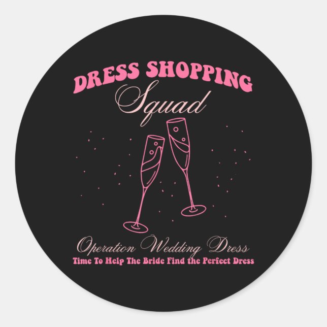 Sticker Rond Opération Robe de Mariée Équipe de Shopping de Rob (Devant)