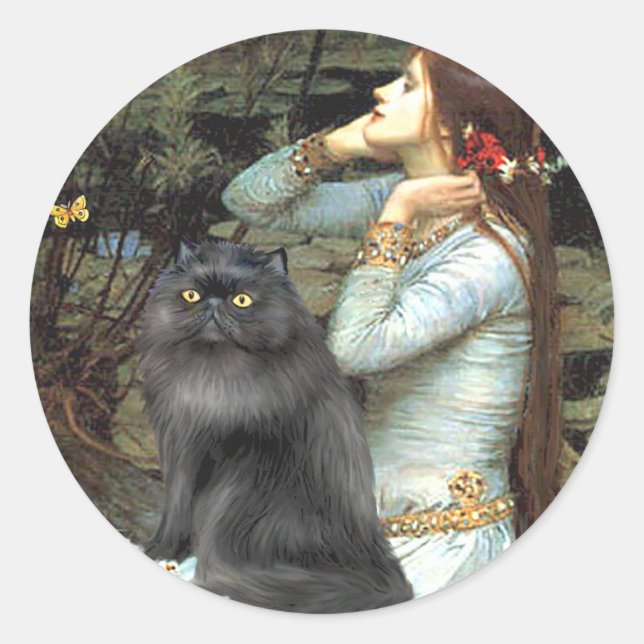 Sticker Rond Ophelia - chat persan noir (Devant)