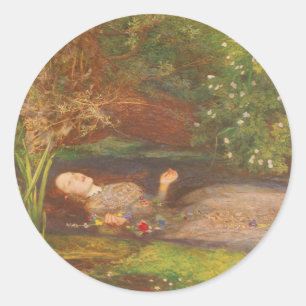 Sticker Rond Ophélie de Millais, Art Victorien Vintage