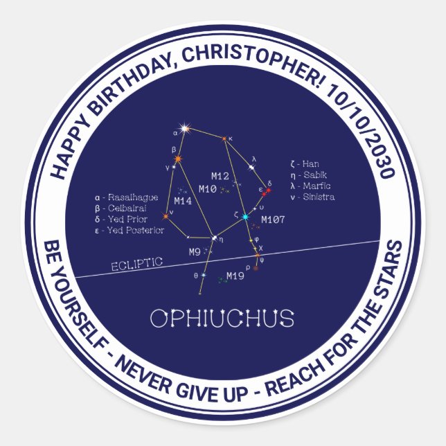 Sticker Rond Ophiuchus de constellation zodiaque (Devant)
