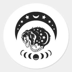 Sticker Rond Opossum Cute Witchy