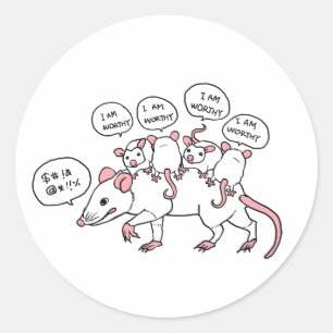 Sticker Rond Opossum JE VAUDRAIS