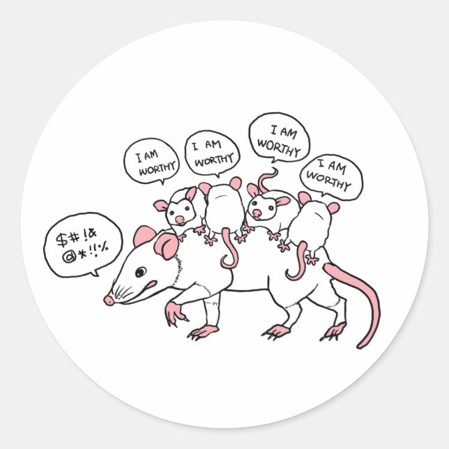 Sticker Rond Opossum JE VAUDRAIS (Devant)