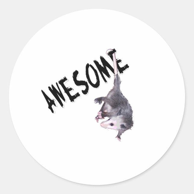 Sticker Rond Opossum Possum génial (Devant)