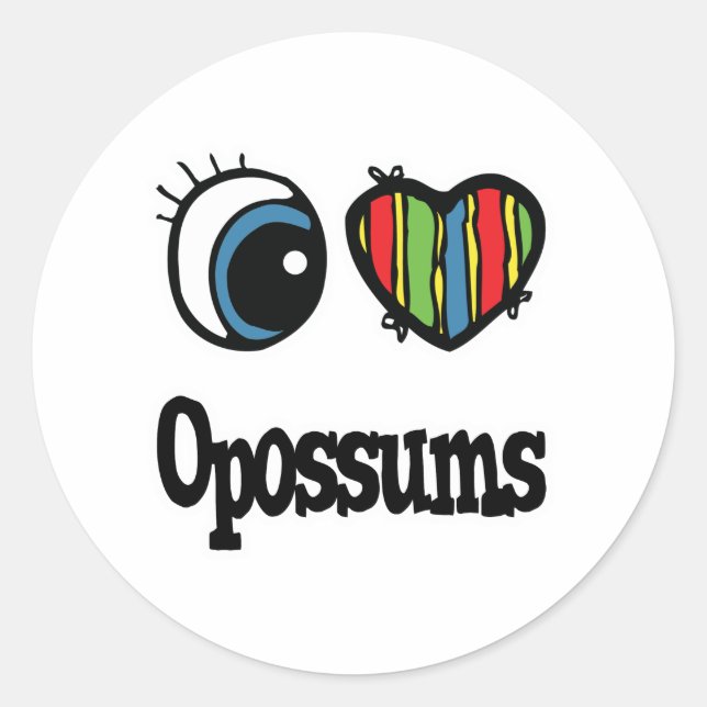 Sticker Rond Opposum I Love (Heart) (Devant)