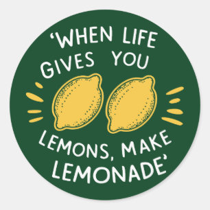 Sticker Rond Optimisme de limonade, citrons d'été