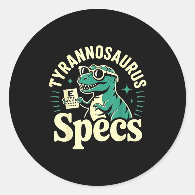 Sticker Rond Optométrie Dinosaure Optométriste Opticien (Devant)