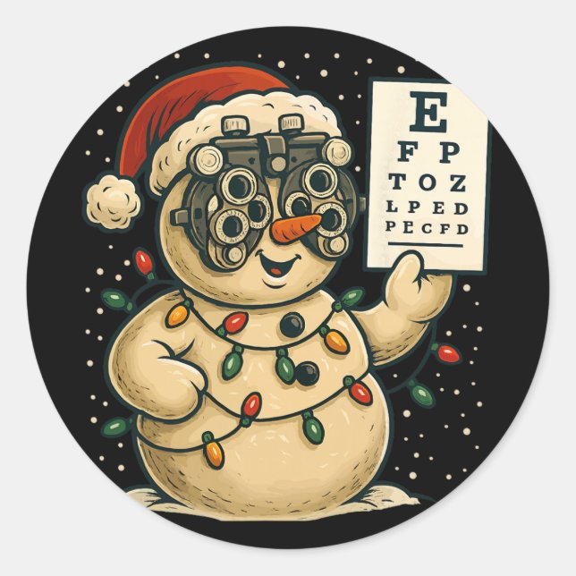 Sticker Rond Optométrie Noël Ophtalmologue Drôle Opticien (Devant)