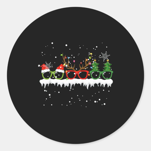 Sticker Rond Optometrist Christmas Tree Gles Costume Santa Opto (Devant)
