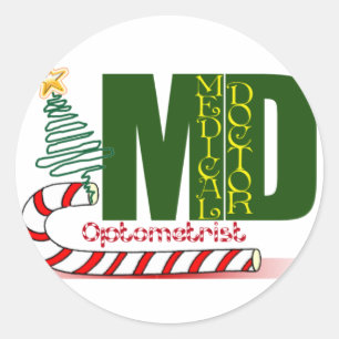 STICKER ROND OPTOMÉTRISTE DE NOËL - MÉDECIN DES YEUX