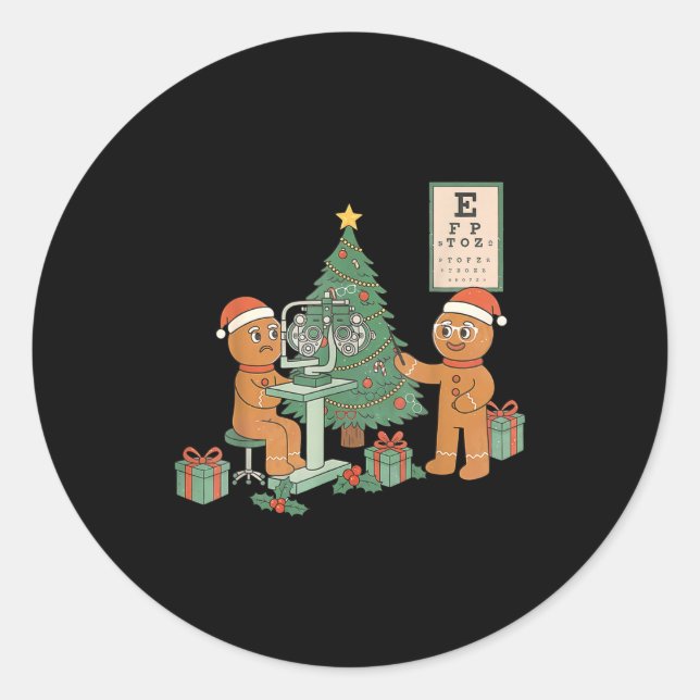 Sticker Rond Optometry Gingerbread Christmas Optician Sight Squ (Devant)
