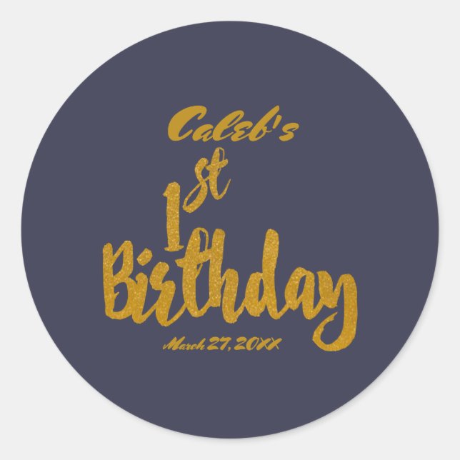Sticker Rond Or 1er Anniversaire TOUTE COULEUR Personnalisé Sur (Devant)