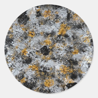 Sticker Rond Or, argent et noir - œuvre d'art faite à la main