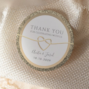 Sticker Rond Or Blanc Mariage Élégant Remerciements