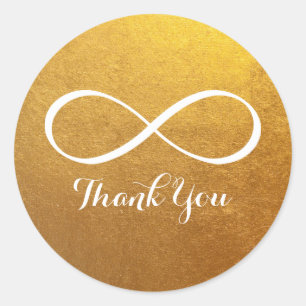 Sticker Rond Or Blanc Symbole d'Infini Merci