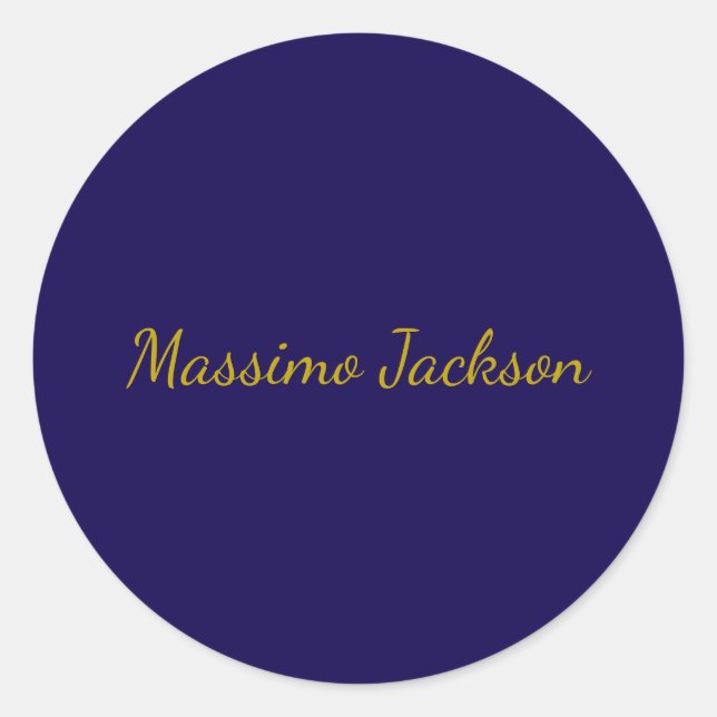 Sticker Rond Or & Bleu Foncé Couleur Professionnel Nom Plain Pr (Devant)