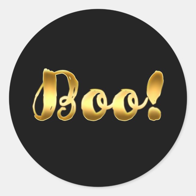 Sticker Rond Or BOO ! Faveur de fête d'Halloween à l'écriture m (Devant)