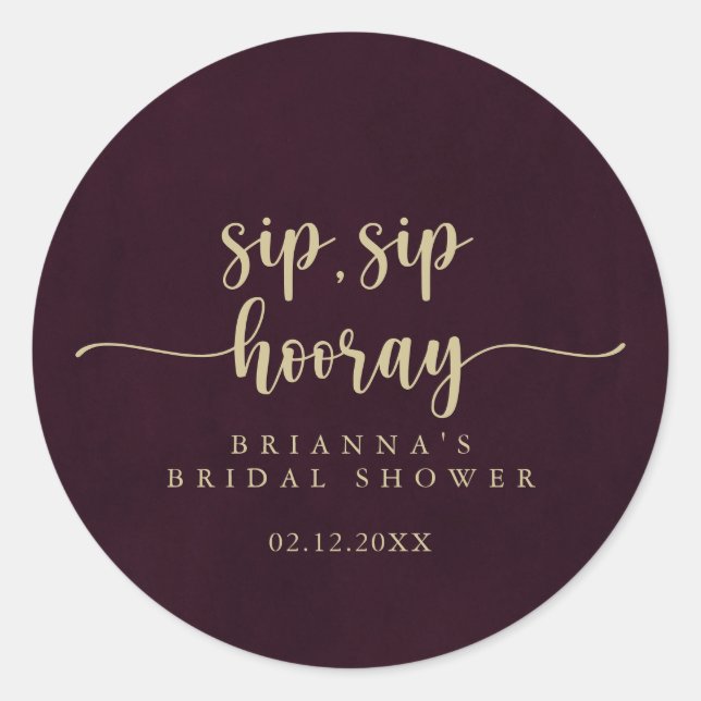 Sticker Rond Or Bourguignon Sip Sip Hourra Enterrement de Vie d (Devant)
