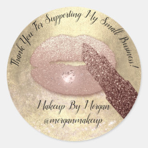 Sticker Rond Or de lèvres de maquillage de petite entreprise de