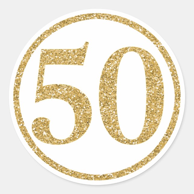 Sticker Rond Or doré brillant numéro 50 dans un cercle (Devant)