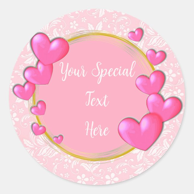 Sticker Rond Or élégant, cadre de coeur rouge : pour chaque occ (Devant)