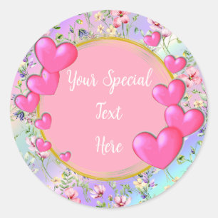 Sticker Rond Or élégant, cadre de coeur rouge : pour chaque occ