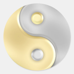 Sticker Rond Or et argent Yin et Yang