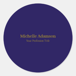 Sticker Rond Or et bleu foncé Couleur Professionnelle Plat Mode